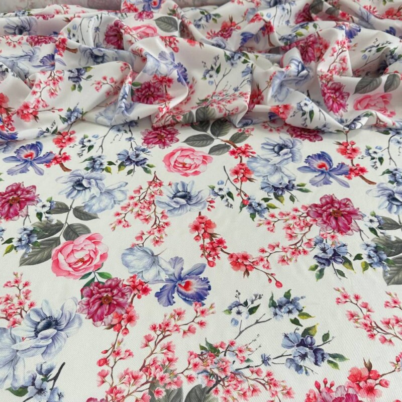 Tecido Estampado Crepe Evolve rosas colors 2