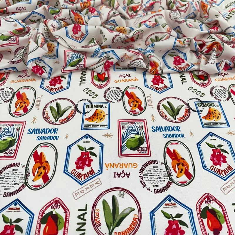 Tecido Estampado Crepe Evolve tropical