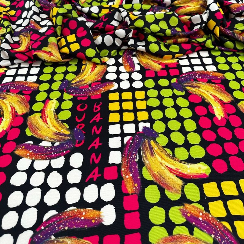 Tecido Estampado Viscose eco premium bananas 2