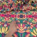 Tecido Estampado Crepe Evolve flores e bananas 