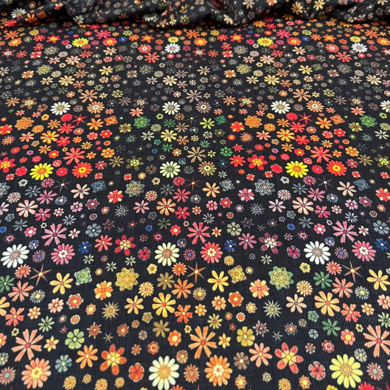 Tecido Estampado Crepe Evolve ceú de flores - Atacado