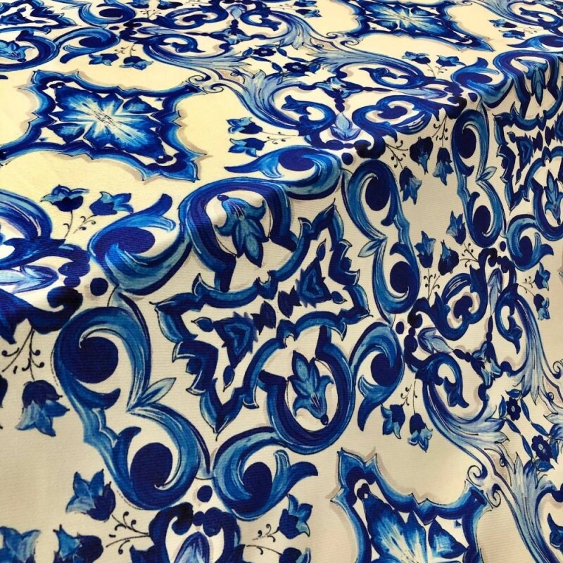 Tecido Estampado Viscoseda azulejo português