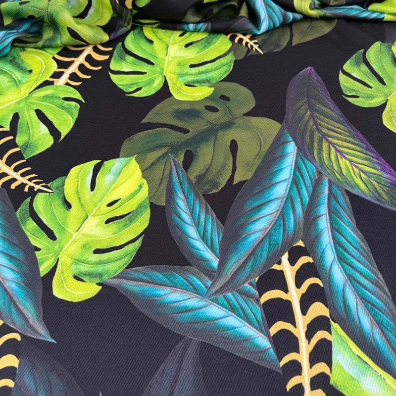 Tecido Estampado Crepe Evolve folhagem 1 - Atacado